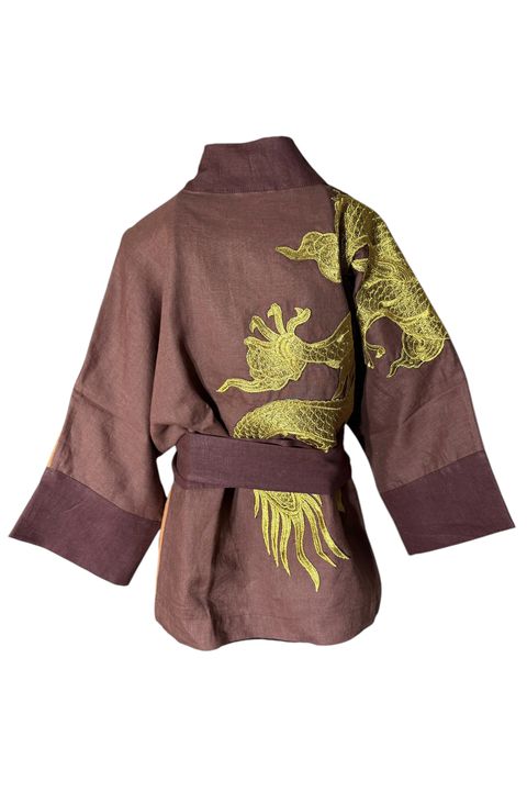 Kimono Yang Linho Coleção Terras Patchwork3 Abraço... - Bo Eugenia Bologna