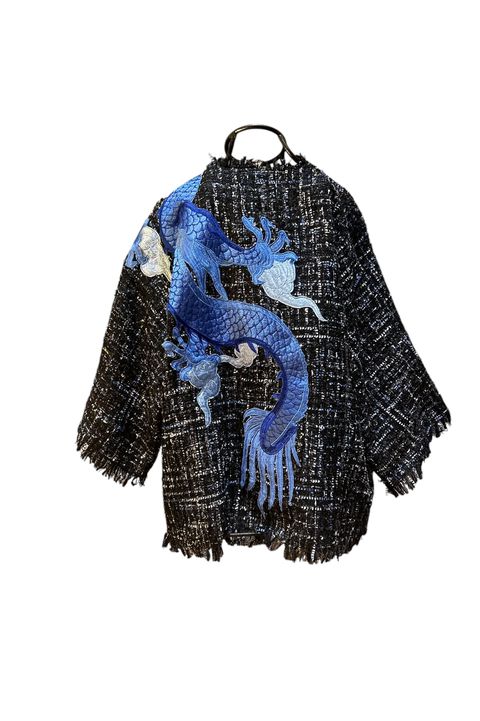 Kimono Yang Tweed Noite Estrelada Abraço do Dragão... - Bo Eugenia Bologna