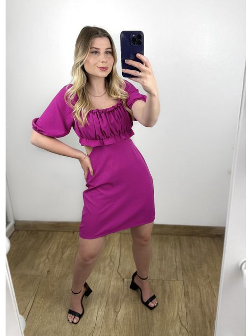 Vestido Cléia Fúcsia - 3761509 - RAFITA MODA FEMININA