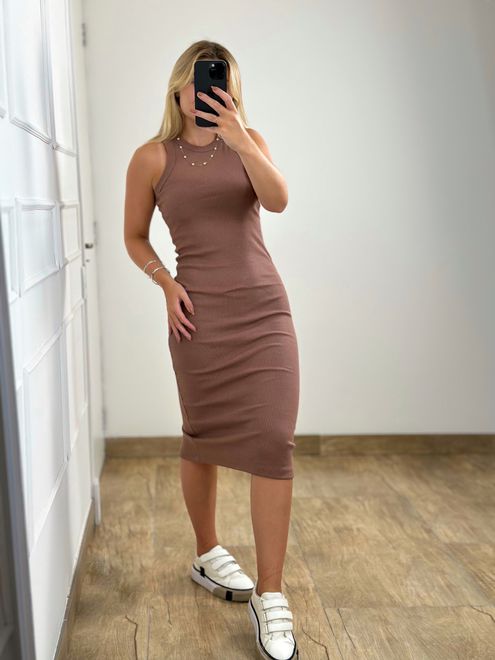 Vestido Ribana Regata Bege - 364864 - RAFITA MODA FEMININA