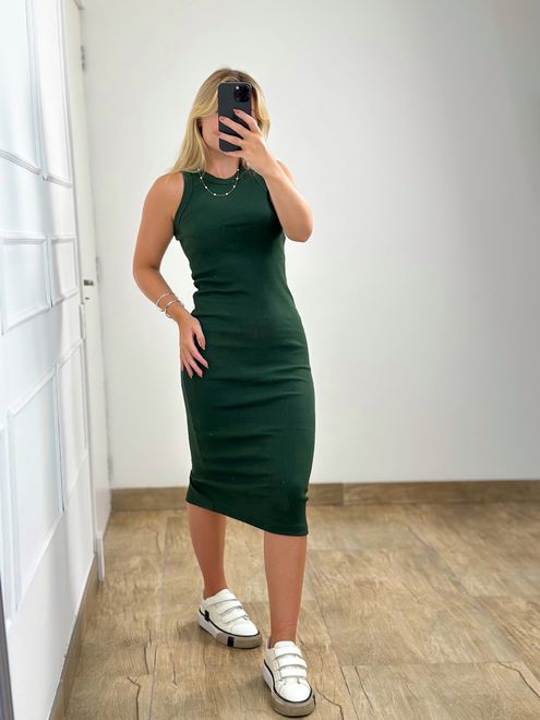 Vestido Ribana Regata Verde Militar - 364863 - RAFITA MODA FEMININA