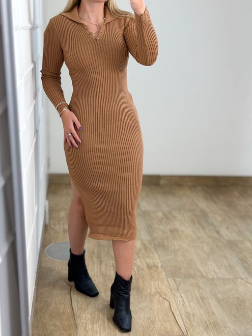 Vestido Modal Polo Bege - 3645531 - RAFITA MODA FEMININA