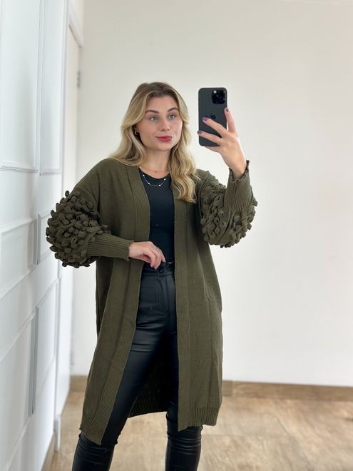 Casaco Modal Liandra Verde Militar - 3645548 - RAFITA MODA FEMININA