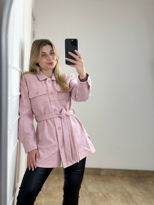 Casaco Lã Batida Rosa - 3635581 - RAFITA MODA FEMININA
