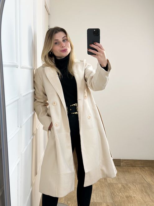 Sobretudo Alongado Off White - 25875 - RAFITA MODA FEMININA