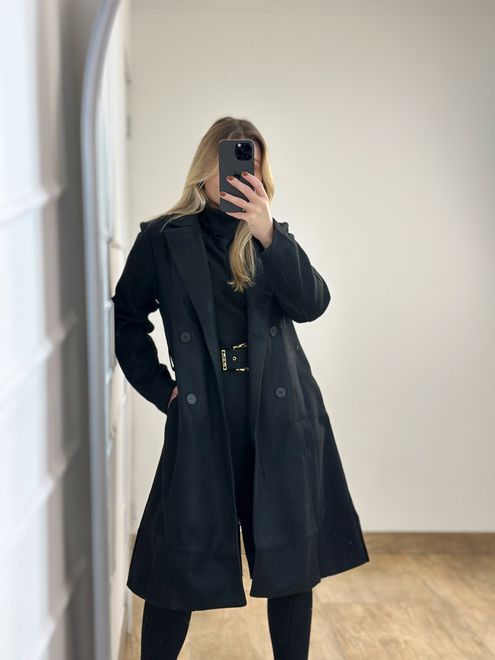 Sobretudo Alongado Preto - 25876 - RAFITA MODA FEMININA