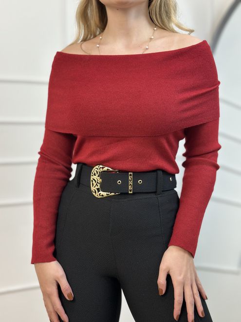 Blusa Modal Ombro a Ombro Cereja - 3634787 - RAFITA MODA FEMININA