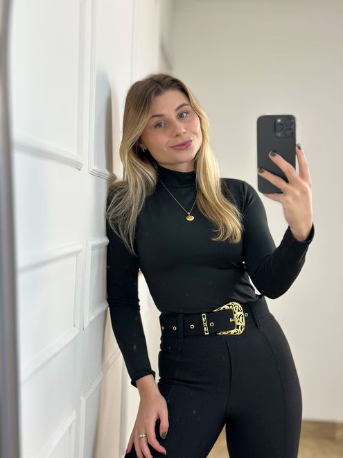 Body Poliamida Gola Preto - 35456 - RAFITA MODA FEMININA