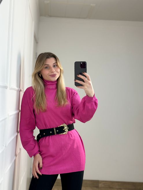 Blusa Modal Alongada Rosa - 255787 - RAFITA MODA FEMININA