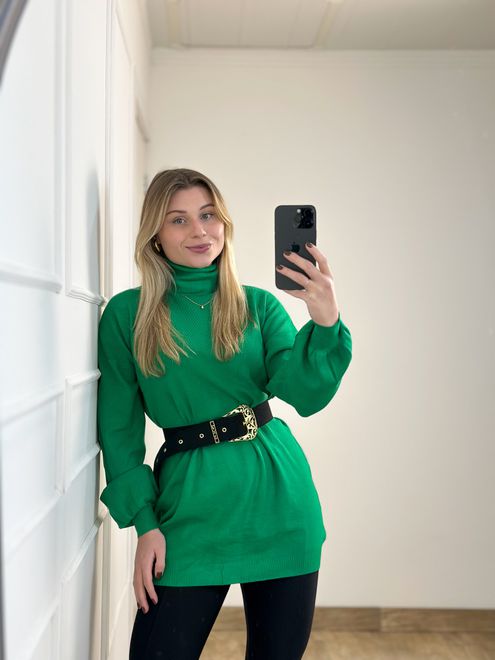 Blusa Modal Alongada Verde - 255788 - RAFITA MODA FEMININA