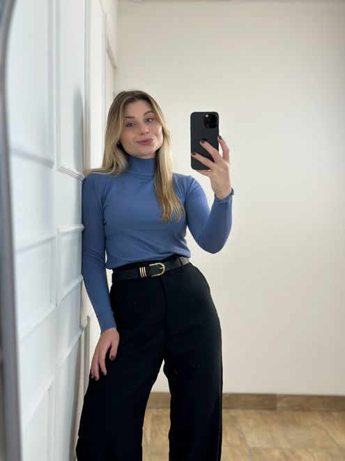 Blusa Básica em Modal Azul - 363985 - RAFITA MODA FEMININA