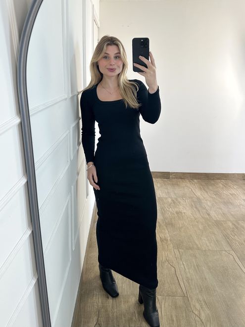 Vestido Longo Ribana Preto - 125487110 - RAFITA MODA FEMININA