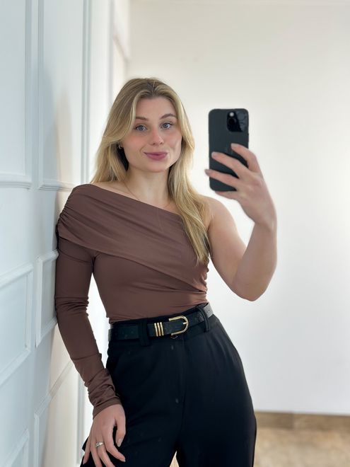 Body Uma Manga Marrom - 125487175 - RAFITA MODA FEMININA