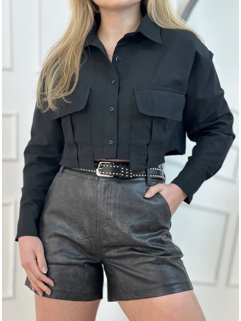 Short Courino Preto - 125487152 - RAFITA MODA FEMININA