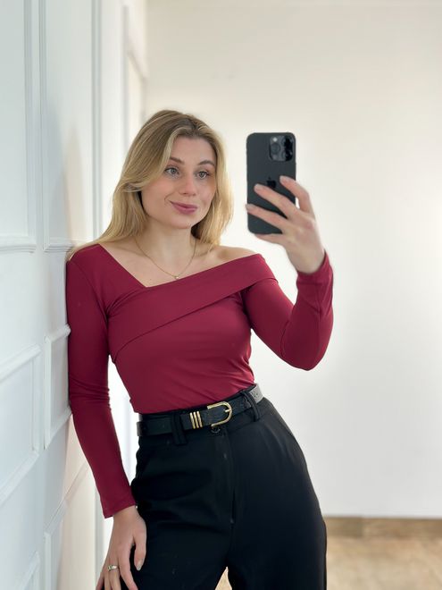 Body Assimétrico Vinho - 125487147 - RAFITA MODA FEMININA