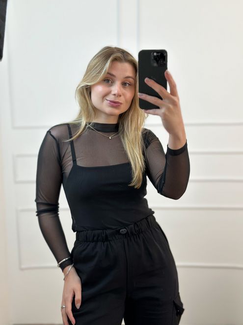 Blusa Tule Preta - 125487968 - RAFITA MODA FEMININA
