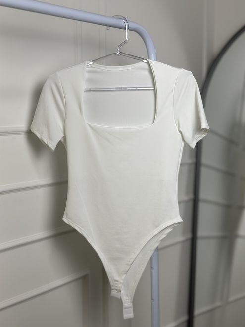 Body Liza Manga Curta Off White - 387683 - RAFITA MODA FEMININA