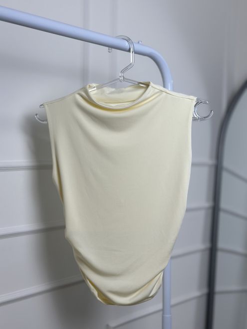 Blusa Poliamida Drapeada Lateral Marfim - 387606 - RAFITA MODA FEMININA