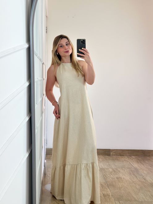 Vestido Linho Cru - 387940 - RAFITA MODA FEMININA