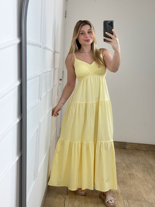 Vestido Búzios Amarelo Manteiga - 387970 - RAFITA MODA FEMININA