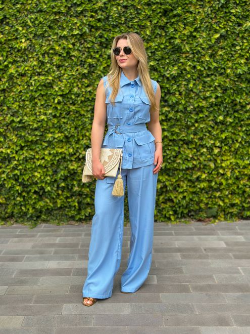 Conjunto Alfaiataria Azul - 125487119 - RAFITA MODA FEMININA