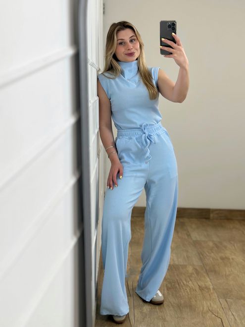 Conjunto Calça e Blusa Azul - 125488151 - RAFITA MODA FEMININA