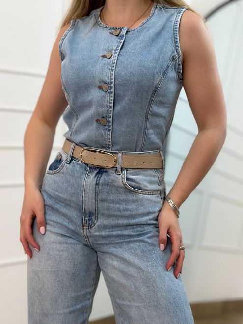 Colete Jeans Lavagem Clara - 3635826 - RAFITA MODA FEMININA