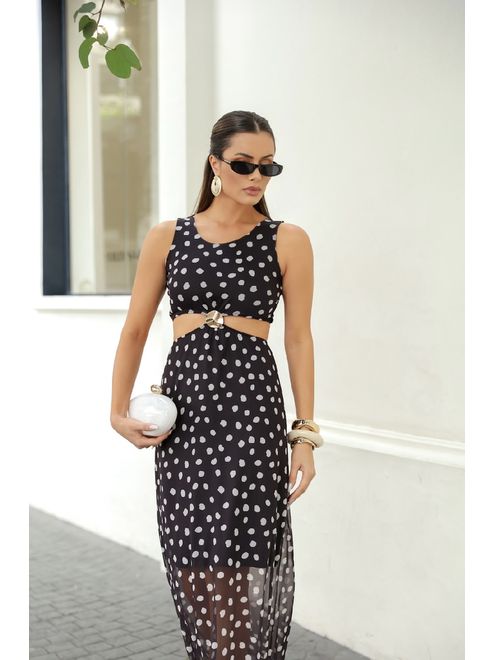 Vestido Longo Tule Poa - 387768 - RAFITA MODA FEMININA