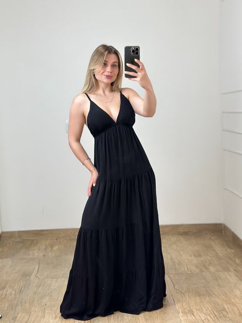 Vestido Longo Preto - 388480 - RAFITA MODA FEMININA