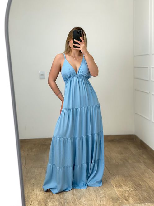 Vestido Longo Azul - 388481 - RAFITA MODA FEMININA