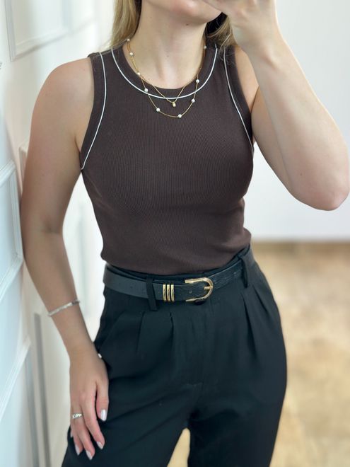 Regata Ribana Marrom Café - 387554 - RAFITA MODA FEMININA