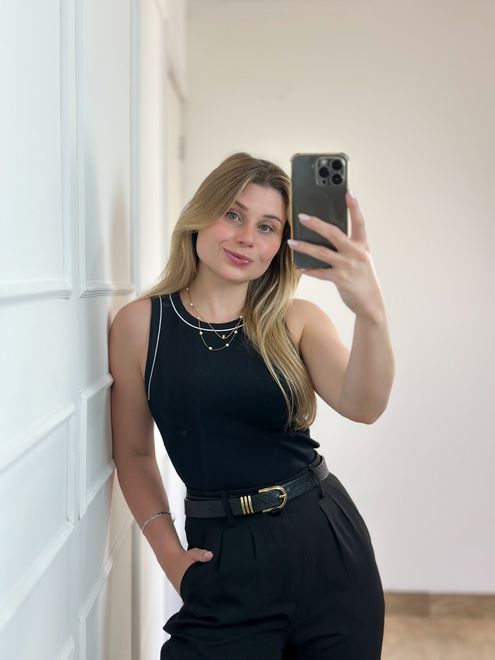 Regata Ribana Preta - 387552 - RAFITA MODA FEMININA