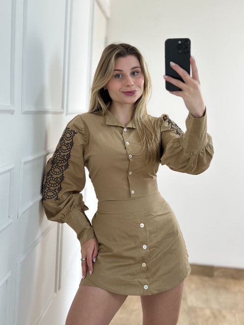 Conjunto Damares Bege - 3098423 - RAFITA MODA FEMININA