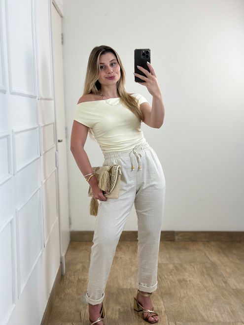 Calça de Linho Cru - 157457 - RAFITA MODA FEMININA