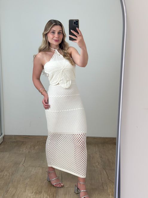 Vestido Modal Flor Off White - 364784 - RAFITA MODA FEMININA