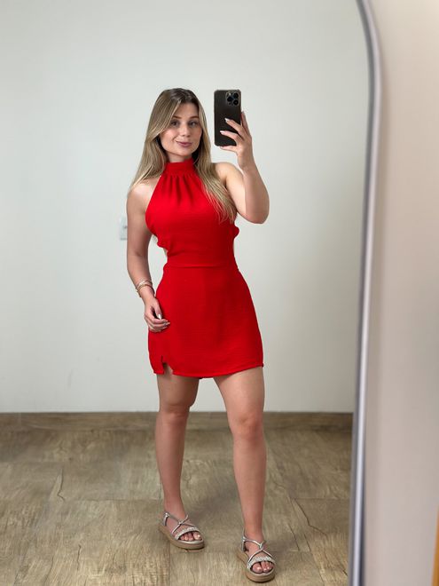 Macaquinho Duna Vermelho - 15486 - RAFITA MODA FEMININA