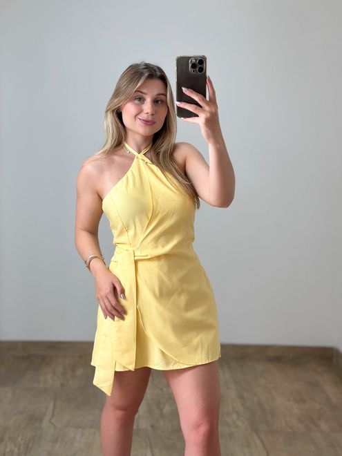 Macaquinho Flora Marrant Amarelo Manteiga - 388786 - RAFITA MODA FEMININA