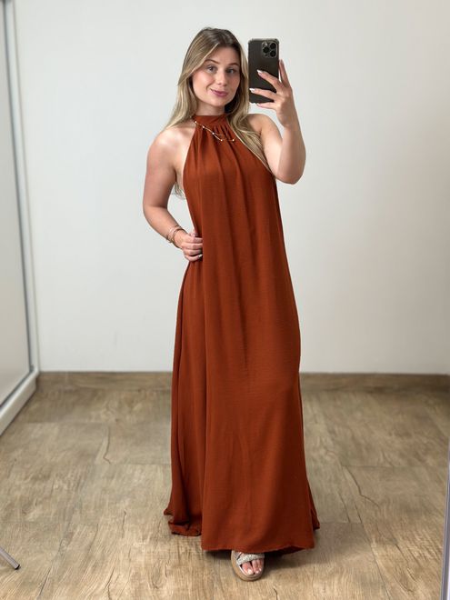 Vestido Duna Marrom - 387887 - RAFITA MODA FEMININA