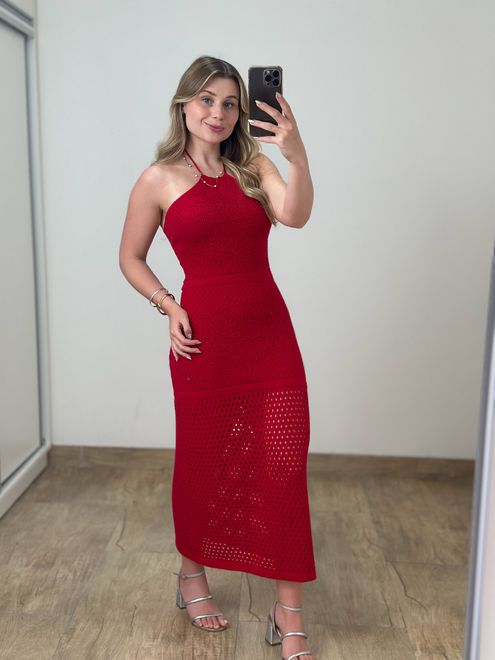 Vestido Modal Vermelho - 56876 - RAFITA MODA FEMININA
