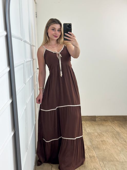 Vestido Longo Marrom - 452485 - RAFITA MODA FEMININA