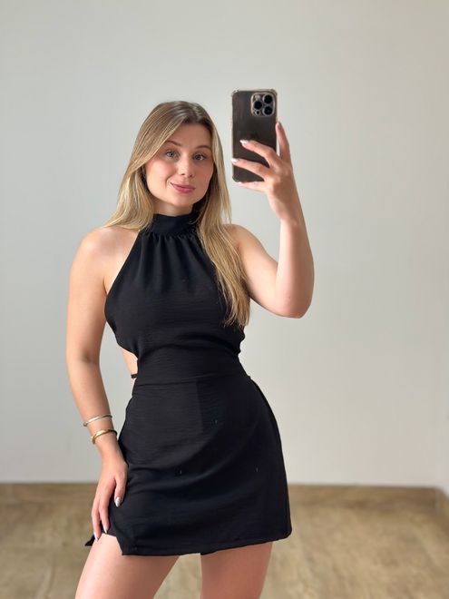 Macaquinho Duna Preto - 15487 - RAFITA MODA FEMININA