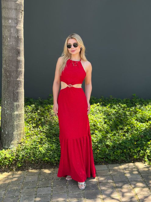 Vestido Lese Vermelho - 38886 - RAFITA MODA FEMININA