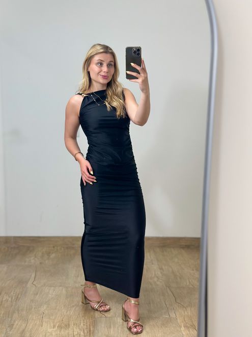 Vestido Longo Preto - 35248 - RAFITA MODA FEMININA