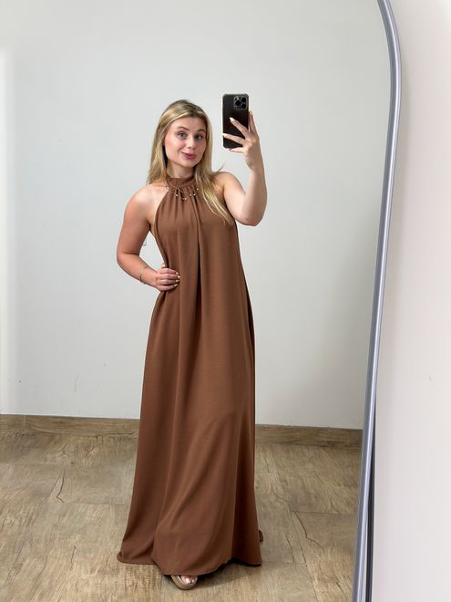 Vestido Duna Marrom - 387889 - RAFITA MODA FEMININA