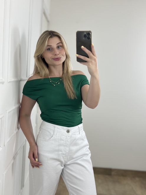 Blusa Poliamida Ombro a Ombro Verde - 288536 - RAFITA MODA FEMININA