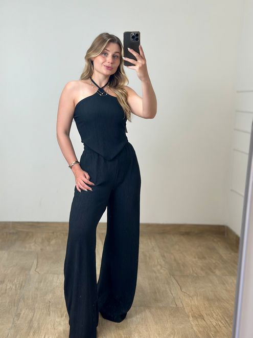 Conjunto Calça E Blusa Triangulo Preto - 15585 - RAFITA MODA FEMININA