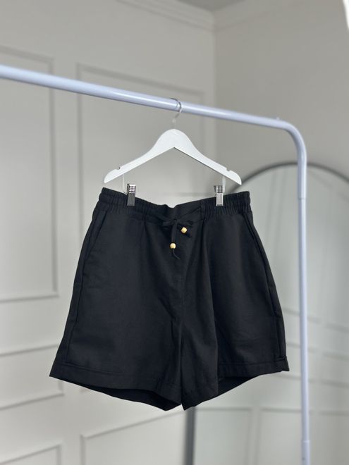 Short de Linho Preto - 17534 - RAFITA MODA FEMININA