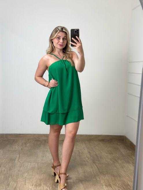 Vestido Crepe Curto Verde - 17241 - RAFITA MODA FEMININA