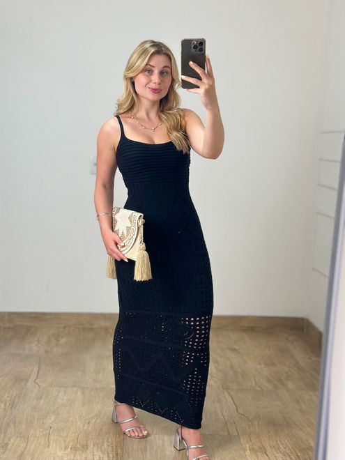 Vestido Modal Longo Preto - 55216 - RAFITA MODA FEMININA