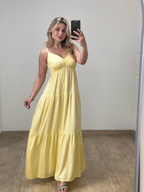 Vestido Búzios Amarelo Manteiga - 387970 - RAFITA MODA FEMININA